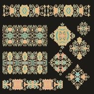 Set of decorative elements in oriental style (vector) N4