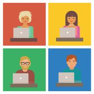 Characters with laptops