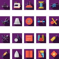 Flat color icons vector collection of sewing