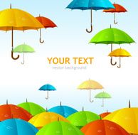 Colorful umbrellas flying high