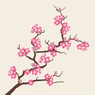 Card with stylized cherry blossom flowers N5