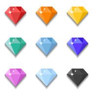 Diamonds icons set in different colors on the white background