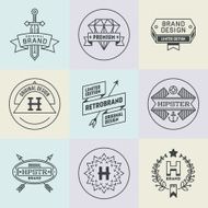 Assorted retro design hipster insignias logotypes set 2