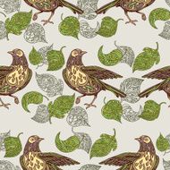 Vintage background birds and leafs