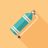 Colorful aqualung flat square icon with long shadows