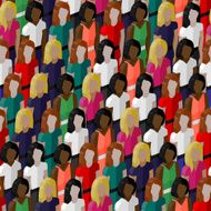 vector seamless pattern with a group of girls and women