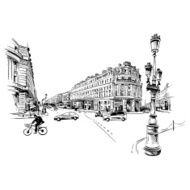 Paris street hand drawn vector illustration