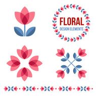 Set of design elements - retro flowers N6