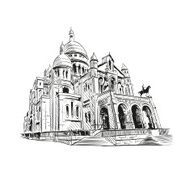 Sacre Coeur Cathedral on Montmartre Paris France Vector illustration N3