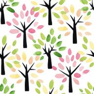 Seamless pattern with watercolor trees