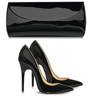 Female high-heeled shoes and mini bag