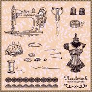 Retro handstitched vintage set