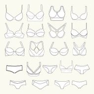 Fashion Different types icons of bras and pants N3