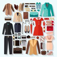 fashionable women clothes icons flat set N2
