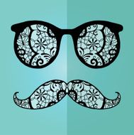 Sunglasses with reflection and mustache for hipster N2