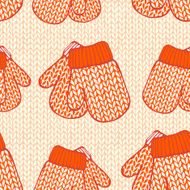 Seamless pattern with colorful stylized knitted mittens N6