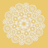White lace serviette on yellow background