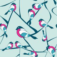 Seamless pattern of bullfinch birds N3