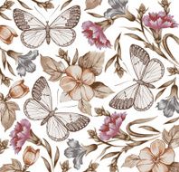 Butterflies Flowers Beautiful background with a flower ornament N2