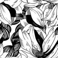 seamless vector pattern from abstract monochrome flowers