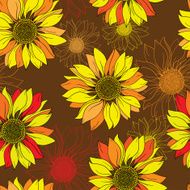 vector seamless pattern from small sunflowers
