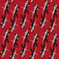 Dancing couple Art deco Retro tango Seamless background pattern