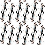 Dancing couple Art deco Retro tango Seamless background pattern N2