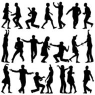 Black silhouettes of beautiful mans and womans N26