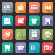 Set of colorful purchase icons in flat style