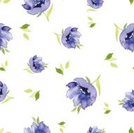 Blue watercolor flowers seamless pattern N8