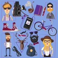 Hipster flat icons composition poster