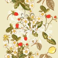 Seamless wallpaper pattern with wild strawberry