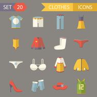 Retro Clothesl Symbols Accessories Icons Set Trendy Modern Flat Design