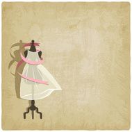bride dress on old paper background