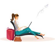 Woman with Laptop Waiting For the Plane