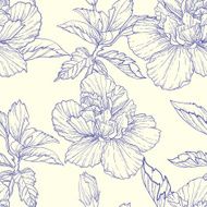 Vector seamless pattern with hand drawn hibiscus flowers