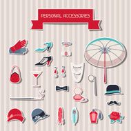 Retro personal accessories stickers of 1920s style