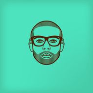 illustration with male face hipster