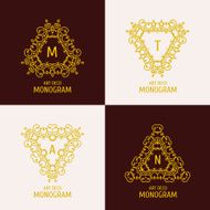 Vintage floral logo monogram design template