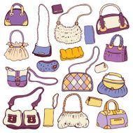 Women&#039;s handbags Hand drawn Vector Set N5