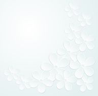 beautiful gray and white background with flowers made of paper