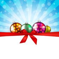 Merry Christmas greeting card with red ribbon and copy space