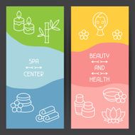 Spa and recreation banners with icons in linear style