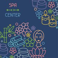 Spa and recreation background with icons in linear style N5