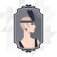 Retro background with beautiful girl of 1920s style N6