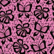 Seamless lace pattern with butterflies and flowers N3