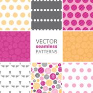 Vector abstract textured bubbles set of eight matching repeating seamless