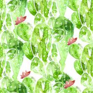 Seamless watercolor cactus pattern vector