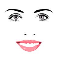 Smiling blue eye woman face vector