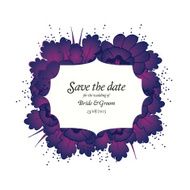 Wedding invitation card with purple flowers N8
